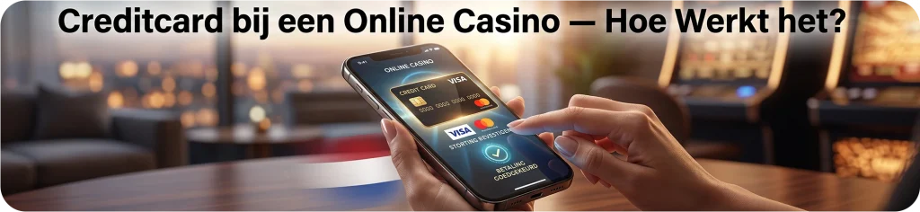 Speler die succesvol een storting bevestigt met een Visa of Mastercard creditcard bij een online casino via een smartphone