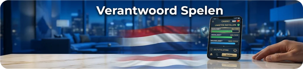 Verantwoord spelen dashboard in een online casino app met instelbare opties voor daglimieten, weeklimieten en zelfuitsluiting
