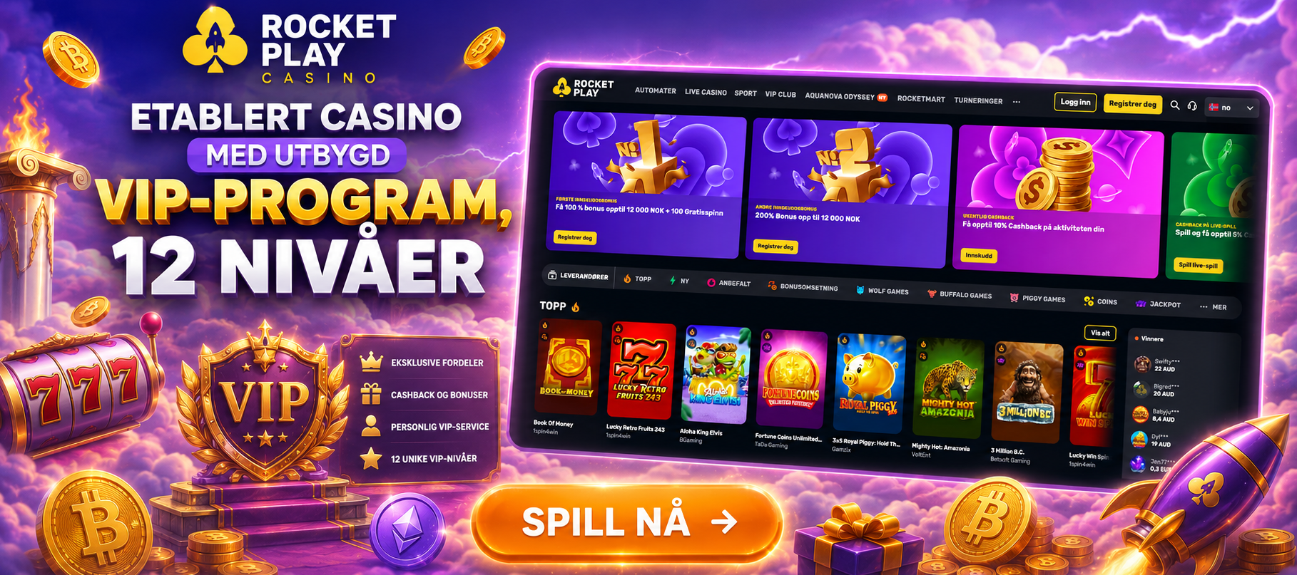 Rocketplay – nye spilleautomater casinoer med VIP