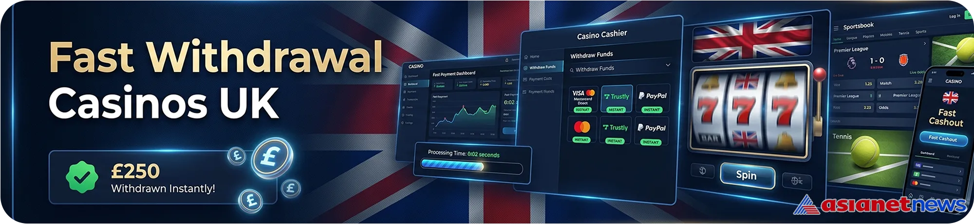 Fast withdrawal casino UK comparison with instant GBP payouts and mobile banking UI