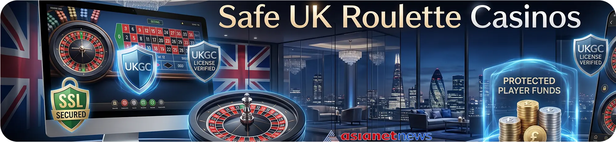 Secure roulette casino with trust and UKGC symbols