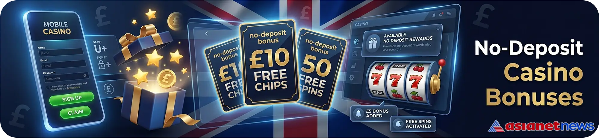 UK no-deposit casino bonuses with free spins and instant registration rewards