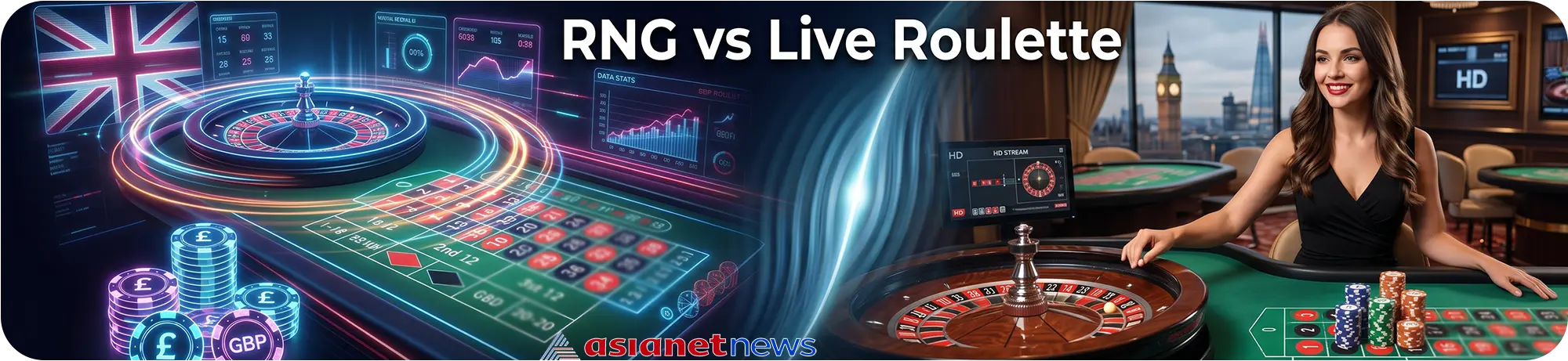 RNG vs live roulette split-screen comparison