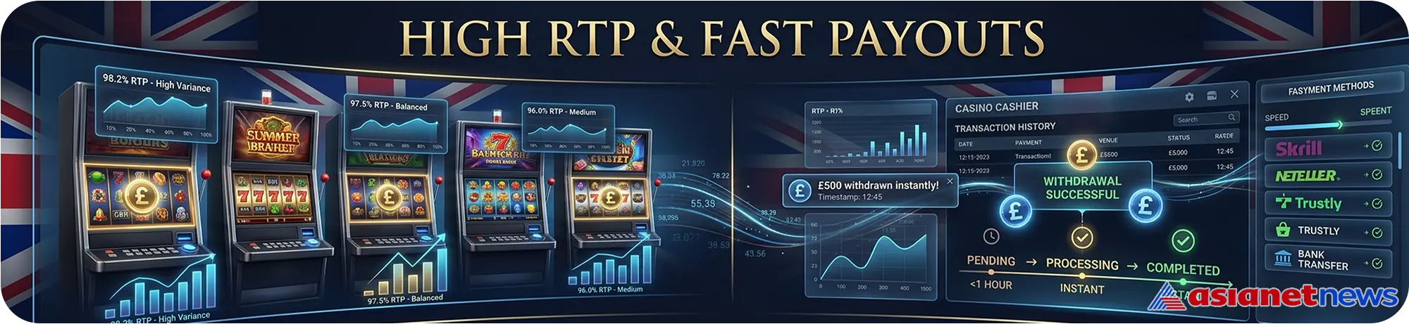 Online casino payout system combining fast withdrawals and high RTP games
