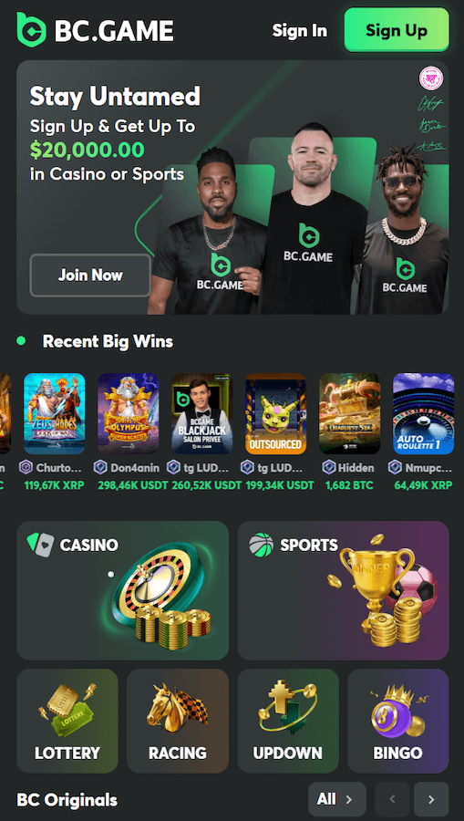 BC.Game webpage