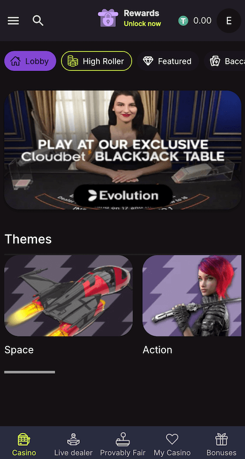 Cloudbet webpage