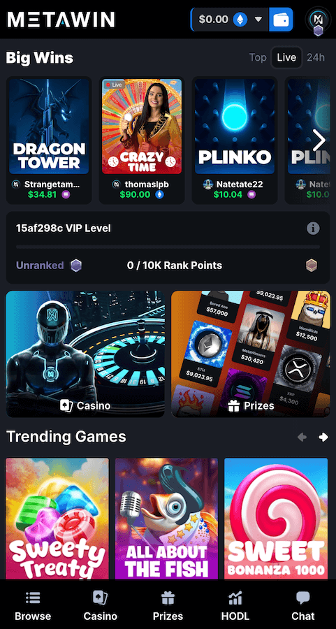 Metawin webpage