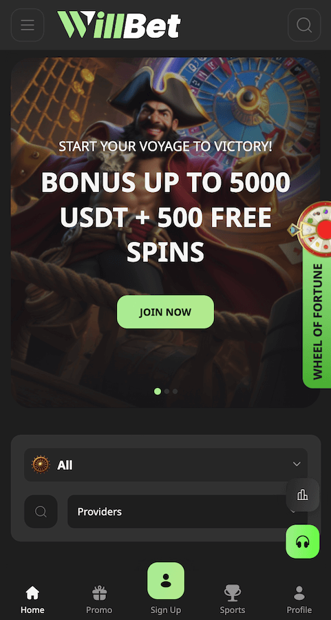 WillBet webpage