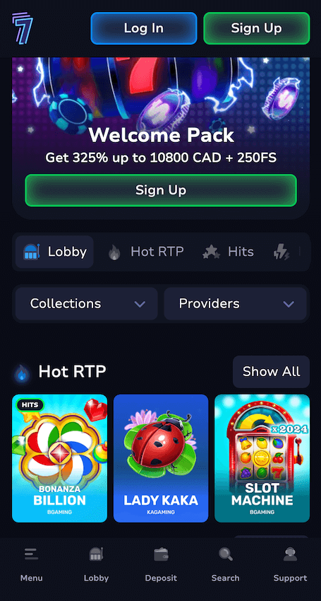 7BitCasino website