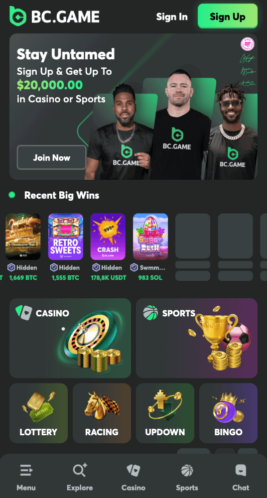 BC.Game webpage