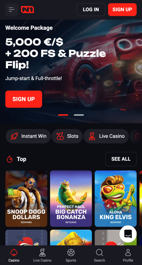 N1Bet webpage