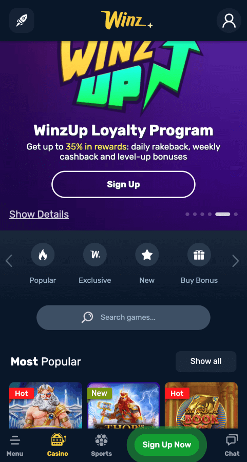 Winz webpage