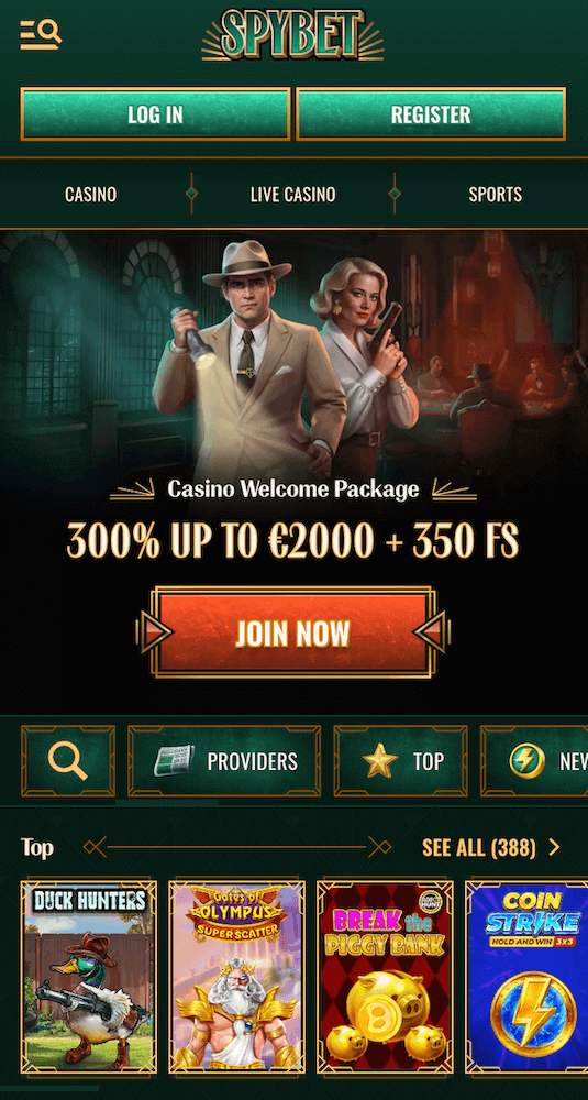 SpyBet webpage