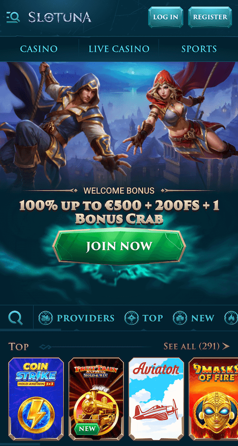 Slotuna webpage