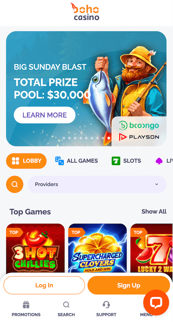 Bohocasino webpage