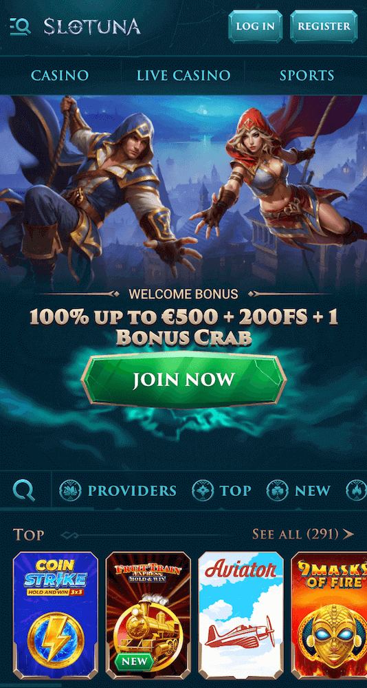Slotuna webpage