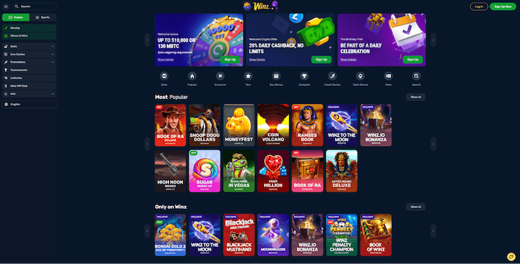 Winz.io hjemmeside