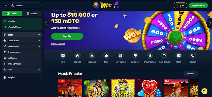 Winz.io hjemmeside