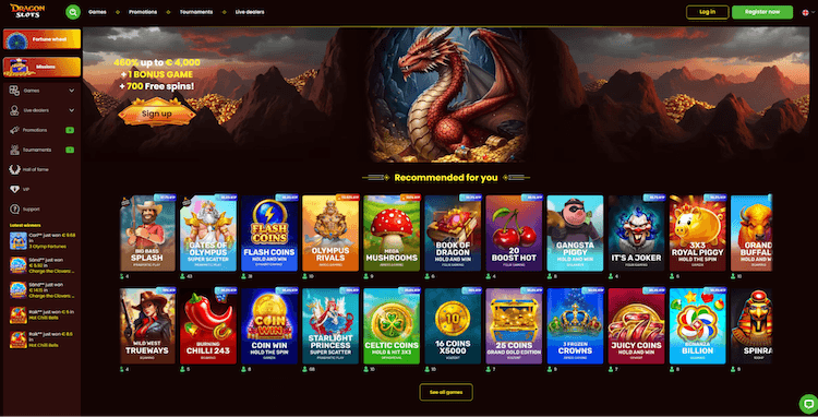 Dragon Slots hjemmeside