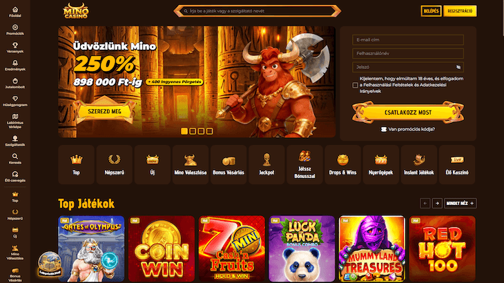Mino Casino weboldal