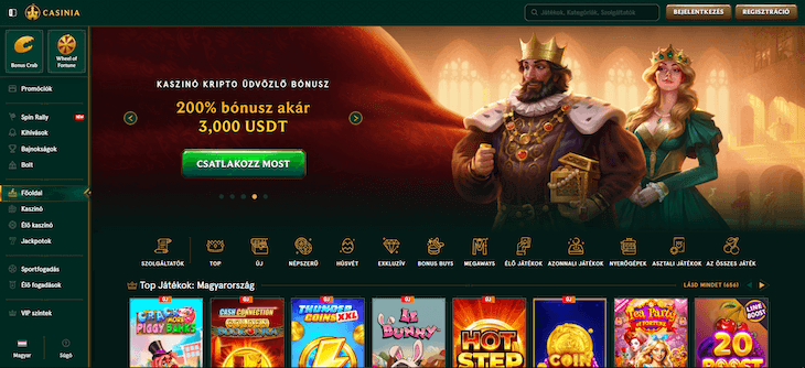 Casinia weboldal