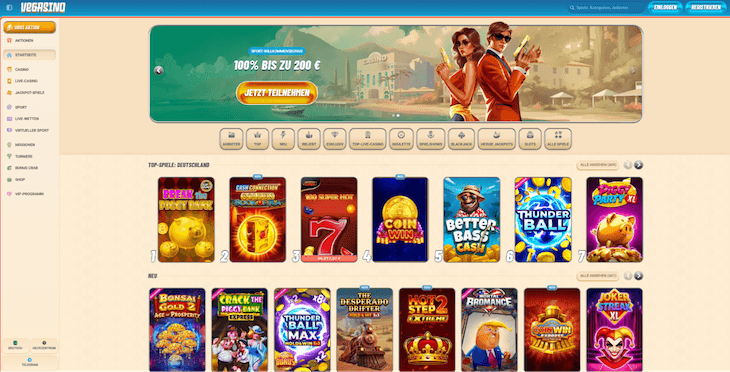 Vegasino Webseite