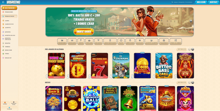 Página web de Vegasino