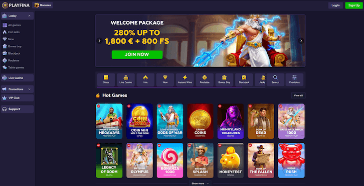 Página web de Playfina