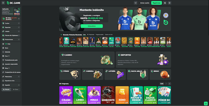 Página web de BC.Game