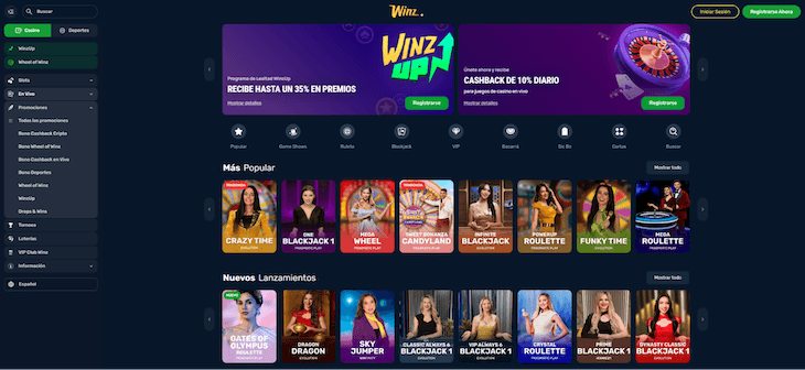 Página web de Winz.io