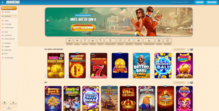 Vegasino Webseite