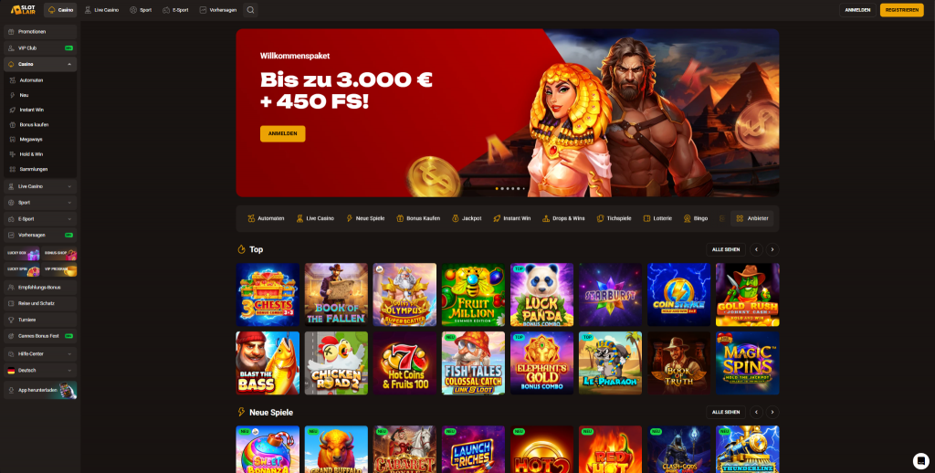 SlotLair Webseite