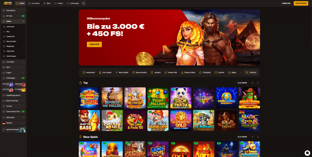 SlotLair Webseite