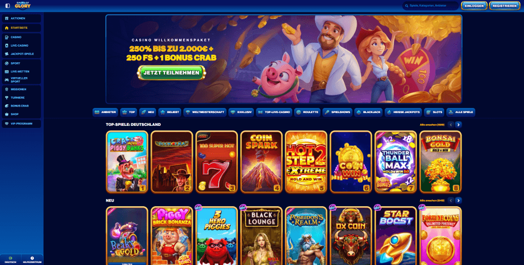 Spins of Glory Webseite