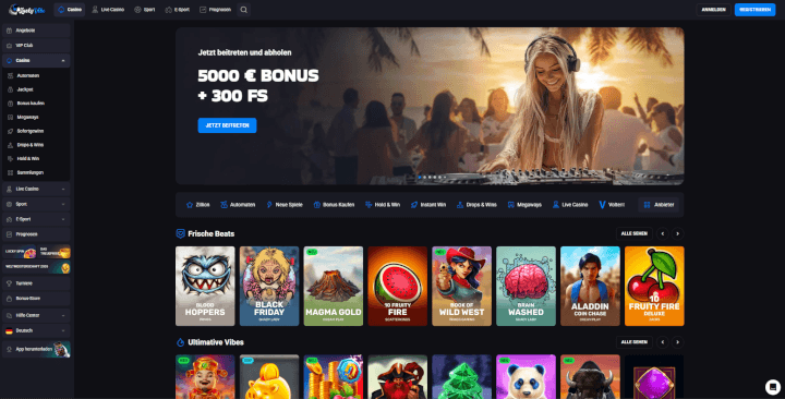 LuckyVibe Webseite