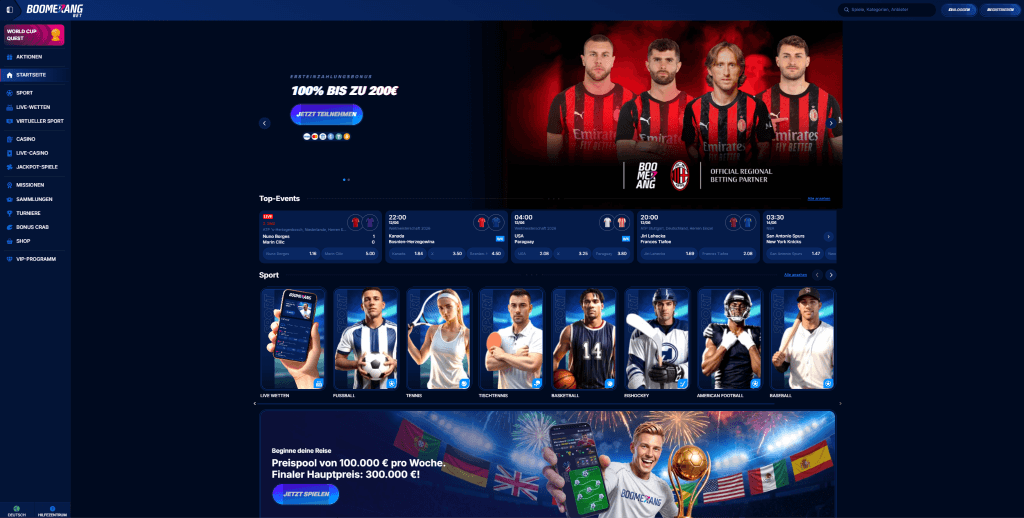 Boomerang Bet Webseite