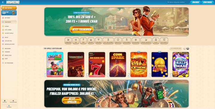 Vegasino Webseite