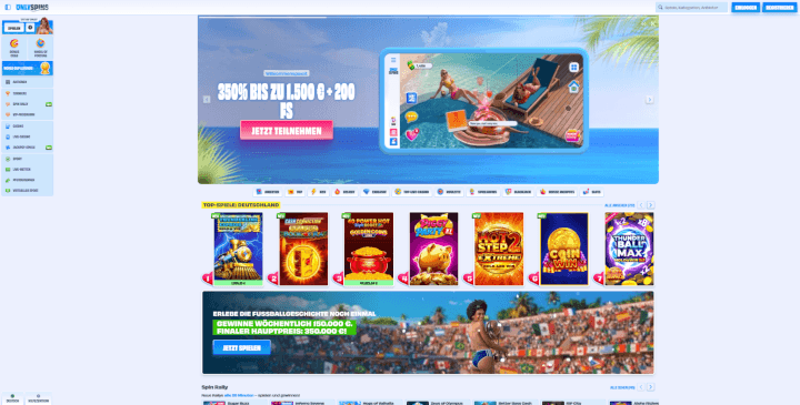 OnlySpins Webseite