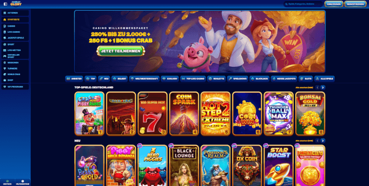 Spins of Glory Webseite