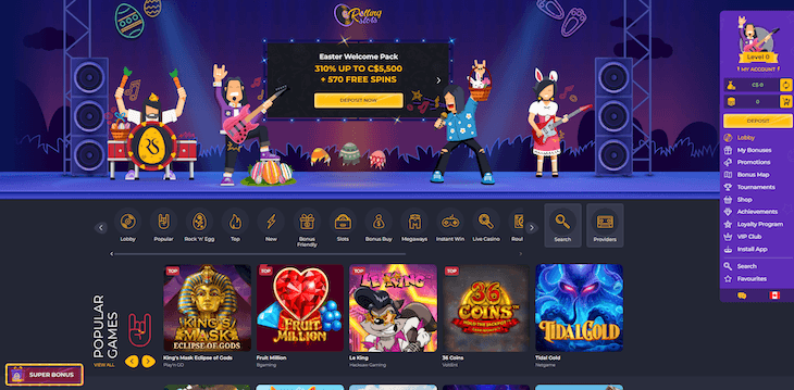 RollingSlots webpage