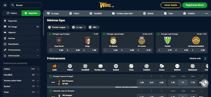 Página web de Winz.io