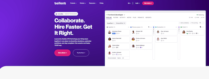 Tellent Recruitee webpage