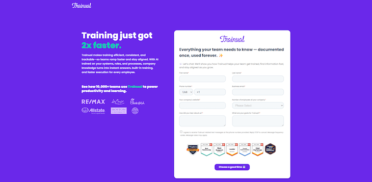 Trainual main page
