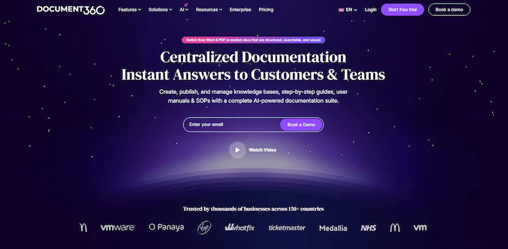 Document360 main page