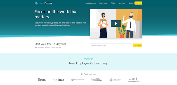 SweetProcess main page