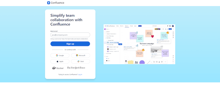 Confluence main page