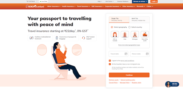 ICICI Lombard Travel Insurance