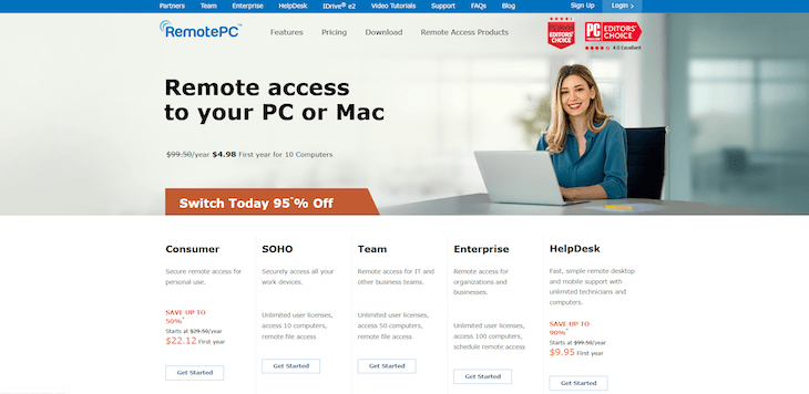RemotePC webpage