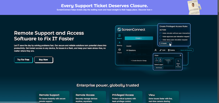 ConnectWise ScreenConnect webpage