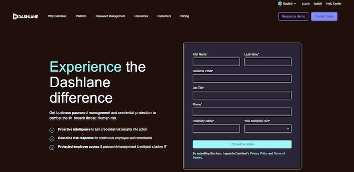 Dashlane website